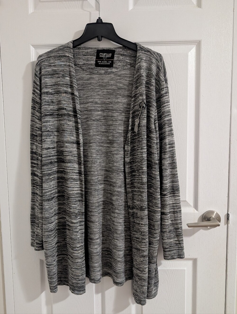 Knit Draped Cardigan Heather Grey XL Classic Viscose Elegant Preppy Clean girl